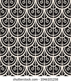 Vector seamless pattern, scaly ornament, art-deco style