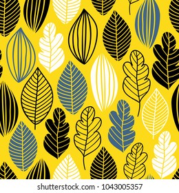 Vector seamless pattern in Scandinavian style with flowers and leaves