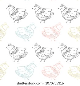 Vector seamless pattern in Scandinavian style. Lovely birds. Children's print, cute background
