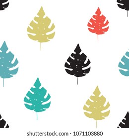 Vector seamless pattern in Scandinavian style. Lovely flowers and plants. Children's print, cute background
