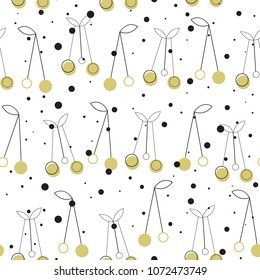 Vector seamless pattern in Scandinavian style. Nice cherries. Children's print, cute background
