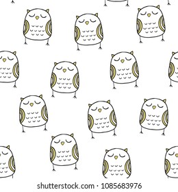 Vector seamless pattern in Scandinavian style. Nice owl. Cartoon print