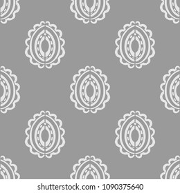 Vector seamless pattern in Scandinavian style with flowers and leaves