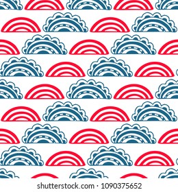 Vector seamless pattern in Scandinavian style with flowers and leaves