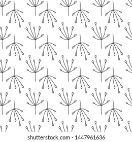 Vector seamless pattern in Scandinavian style with flowers and leaves