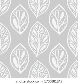 Vector seamless pattern in Scandinavian style with leaves