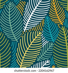 Vector seamless pattern in Scandinavian style with leaves