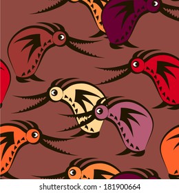 Vector seamless pattern with scary penguin birds