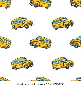 Vector seamless pattern with school bus.