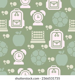 vector seamless pattern school education background flat color icon style