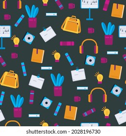 vector seamless pattern school and school items