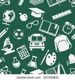 Vector Seamless Pattern of School Symbols. Back to School Pattern