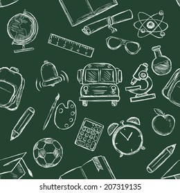 Vector Seamless Pattern of School Symbols. Back to School Pattern