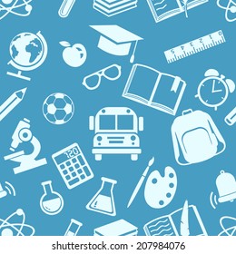 Vector Seamless Pattern of School Symbols. Back to School Pattern