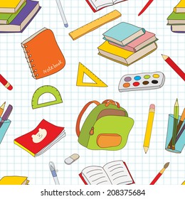 Vector seamless pattern with school tools. Can be used for textile, wallpaper, wrapping paper.