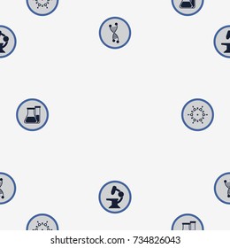 Vector seamless pattern with science icons. Educational and science icons. Beautiful design elements, perfect for prints and patterns