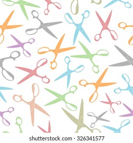 Vector seamless pattern with scissors