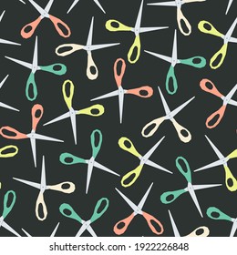 Vector seamless pattern with scissors for sewing illustration with tailor's tool 