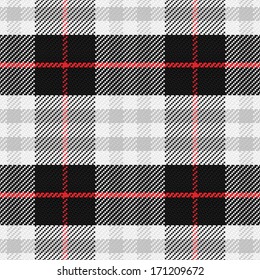 vector seamless pattern Scottish tartan 2, black, white, gray, red