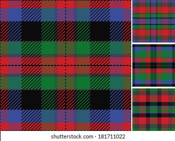 vector seamless pattern Scottish tartan, black, blue, green, red