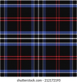 vector seamless pattern Scottish tartan, black, white, blue, red
