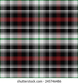 vector seamless pattern Scottish tartan panda, red and green, black, gray and white