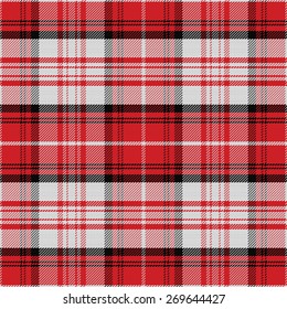 vector seamless pattern Scottish tartan, black, white and red