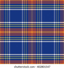 vector seamless pattern Scottish tartan, blue and white, yellow and red