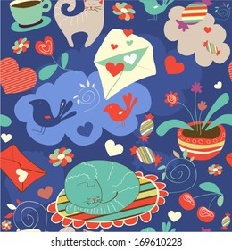 Vector seamless pattern for scrap-booking, wallpaper, backgrounds, textile