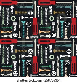 Vector seamless pattern with screws and screwdrivers 3