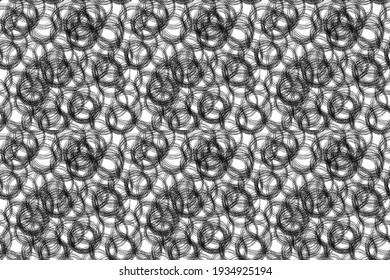 Vector Seamless Pattern, Scribble Circles, Monochrome Background Template, Minimal Pen Drawings, Freehand Drawn Illustration, Abstract Backdrop.