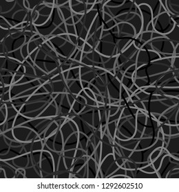 Vector seamless pattern with scribbles. Abstract pattern with black wires.
