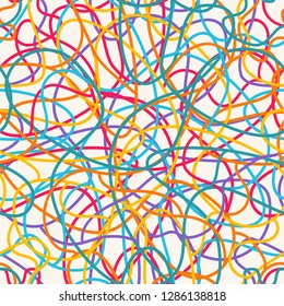 Vector seamless pattern with scribbles. Colorful scribble pattern.