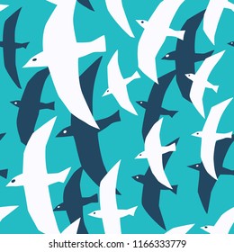 Vector seamless pattern with sea birds