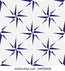 Vector seamless pattern with sea elements: rose of wind. Endless repeating print background texture. Fabric design. Vector pattern