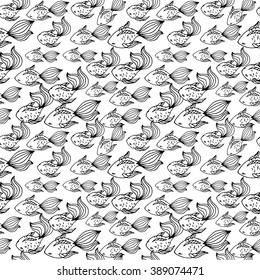 vector seamless pattern with sea fish. children's drawing. tourist summer pattern.