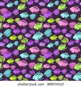 vector seamless pattern with sea fish. children's drawing. tourist summer pattern.