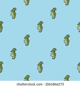 Vector seamless pattern with sea horse seamless pattern. Creative design with sea horse on the color background. Vector illustration. Textile pattern, print pattern. 