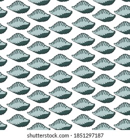 Vector seamless pattern with sea shells. Travel trendy summer texture. The design is ideal for printing textiles, labels, wrapping paper and other products