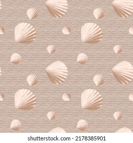 Vector seamless pattern with sea shells