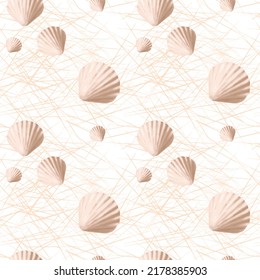 Vector seamless pattern with sea shells