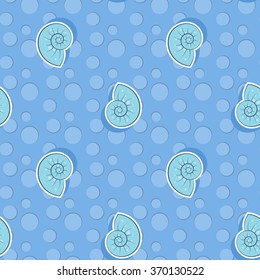 Vector seamless pattern with sea shells. Pattern for children.