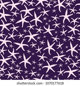 Vector seamless pattern with sea stars. pink and violet colors. great for wallpaper, fabric. pattern design