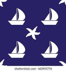 Vector seamless pattern with sea symboles. Marine and nautical backgrounds. Sea theme. Background for textile printing and wrapping paper. Vector illustration.