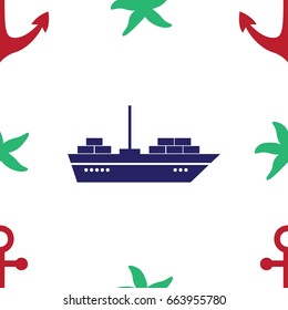 Vector seamless pattern with sea symboles. Marine and nautical backgrounds. Sea theme. Background for textile printing and wrapping paper. Vector illustration.