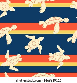 Vector Seamless pattern with sea turtle . Great for wallpaper,backgrounds,gifts,surface pattern design,packaging design projects, stationary,fabric