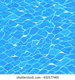 Vector seamless pattern with sea water surface with ripple and sun glares.