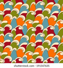 Vector Seamless Pattern with Sea Waves, fully editable eps 10 file with clipping masks, seamless pattern included in swatch menu