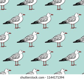 Vector seamless pattern with seagulls