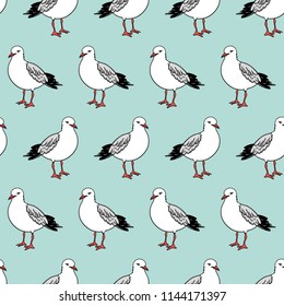 Vector seamless pattern with seagulls